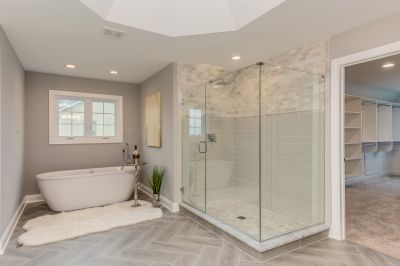 Glass-Enclosed Shower Bathtub