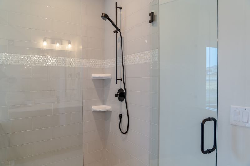 Contemporary Shower with Tiled Walls